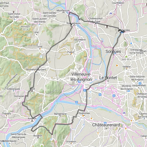 Map miniature of "The Château Route" cycling inspiration in Provence-Alpes-Côte d’Azur, France. Generated by Tarmacs.app cycling route planner