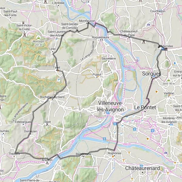 Map miniature of "Cycling through History: A Road Trip to Remember" cycling inspiration in Provence-Alpes-Côte d’Azur, France. Generated by Tarmacs.app cycling route planner