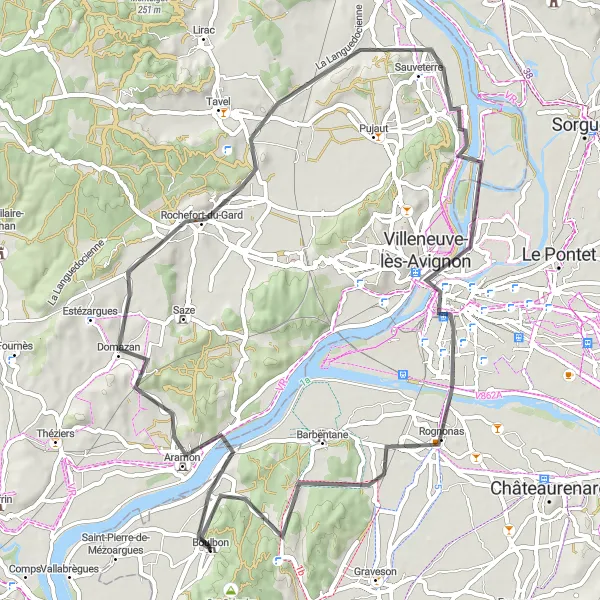 Miniatura mapy "Trasa Road do Avignon" - trasy rowerowej w Provence-Alpes-Côte d’Azur, France. Wygenerowane przez planer tras rowerowych Tarmacs.app