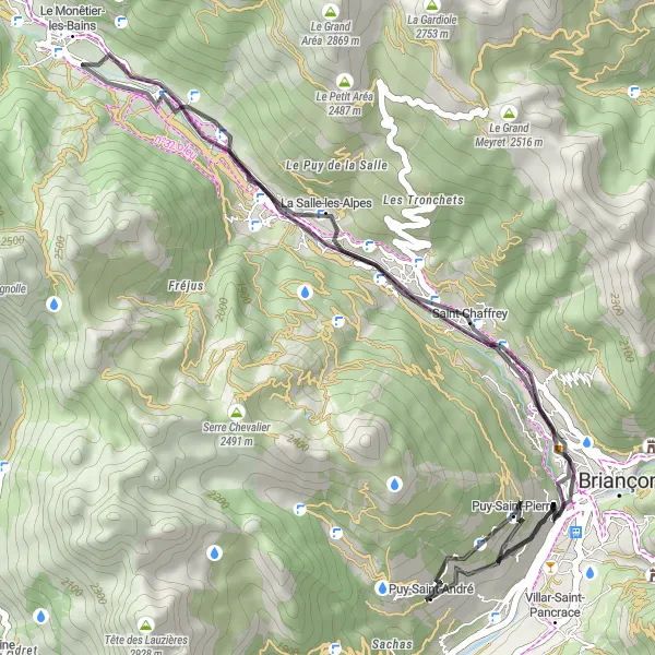 Map miniature of "Alpine Escape" cycling inspiration in Provence-Alpes-Côte d’Azur, France. Generated by Tarmacs.app cycling route planner