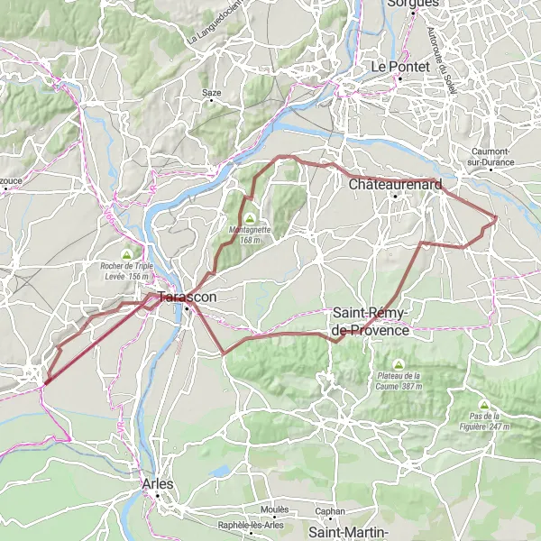 Map miniature of "Off-the-Beaten-Path Gravel Adventure" cycling inspiration in Provence-Alpes-Côte d’Azur, France. Generated by Tarmacs.app cycling route planner