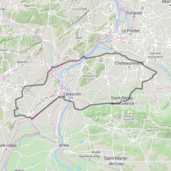 Miniatuurkaart van de fietsinspiratie "Route vanuit Cabannes via Saint-Rémy-de-Provence" in Provence-Alpes-Côte d’Azur, France. Gemaakt door de Tarmacs.app fietsrouteplanner