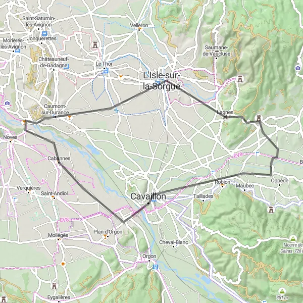 Miniatuurkaart van de fietsinspiratie "Verkenning van de omliggende dorpen" in Provence-Alpes-Côte d’Azur, France. Gemaakt door de Tarmacs.app fietsrouteplanner