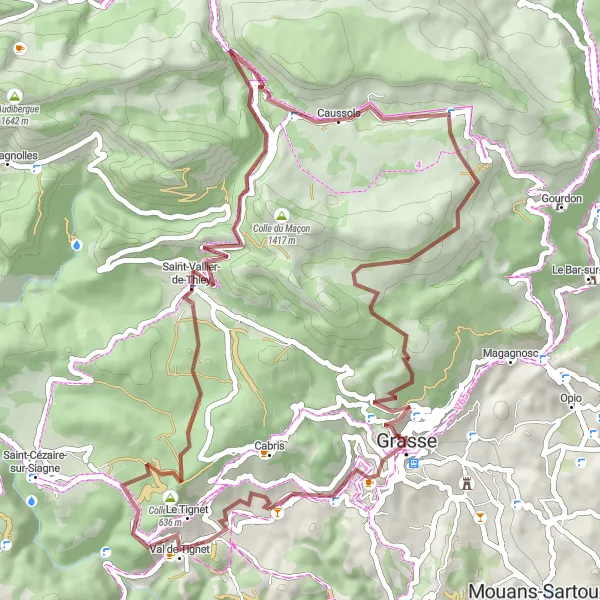 Miniatua del mapa de inspiración ciclista "Ruta de Aventura a Grasse" en Provence-Alpes-Côte d’Azur, France. Generado por Tarmacs.app planificador de rutas ciclistas