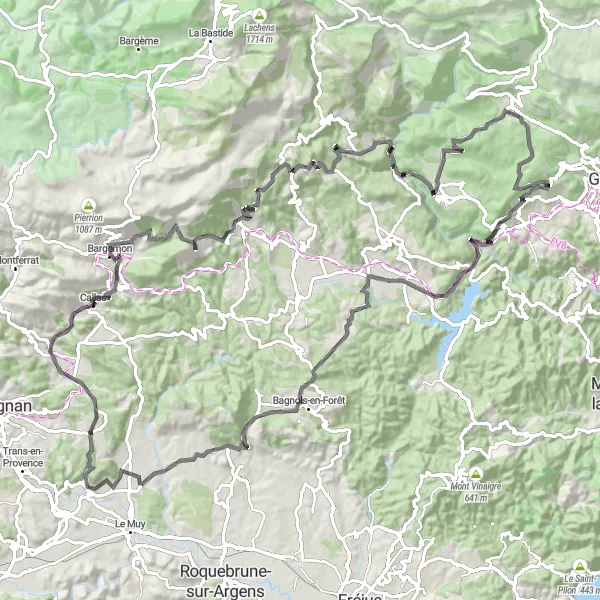 Miniatua del mapa de inspiración ciclista "Desafío Ciclista por los Pueblos de la Provenza" en Provence-Alpes-Côte d’Azur, France. Generado por Tarmacs.app planificador de rutas ciclistas