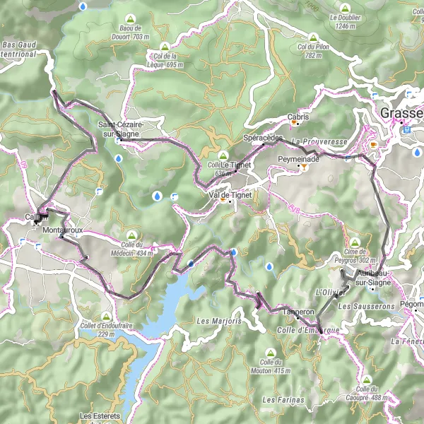 Miniatua del mapa de inspiración ciclista "Ruta Escénica por la Naturaleza" en Provence-Alpes-Côte d’Azur, France. Generado por Tarmacs.app planificador de rutas ciclistas