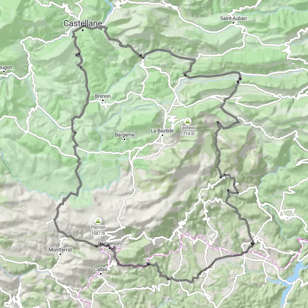 Karten-Miniaturansicht der Radinspiration "Epische Roadtour durch die Berge" in Provence-Alpes-Côte d’Azur, France. Erstellt vom Tarmacs.app-Routenplaner für Radtouren