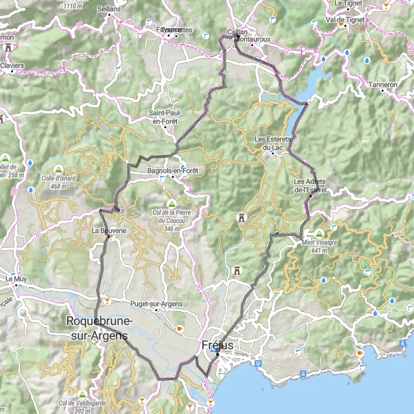 Kartminiatyr av "Utforsk Pagode Hông Hiên Tu og Ruines du Village médiéval de Puybresson" sykkelinspirasjon i Provence-Alpes-Côte d’Azur, France. Generert av Tarmacs.app sykkelrutoplanlegger