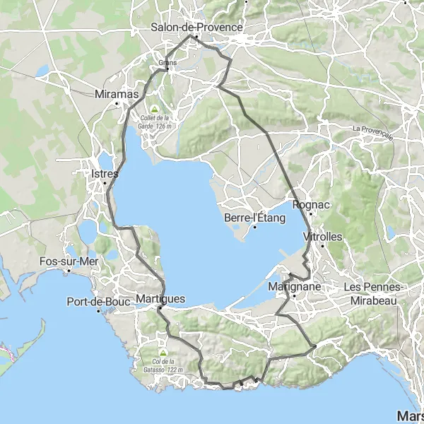 Map miniature of "The Essence of Provence on a Road Cycling Adventure" cycling inspiration in Provence-Alpes-Côte d’Azur, France. Generated by Tarmacs.app cycling route planner