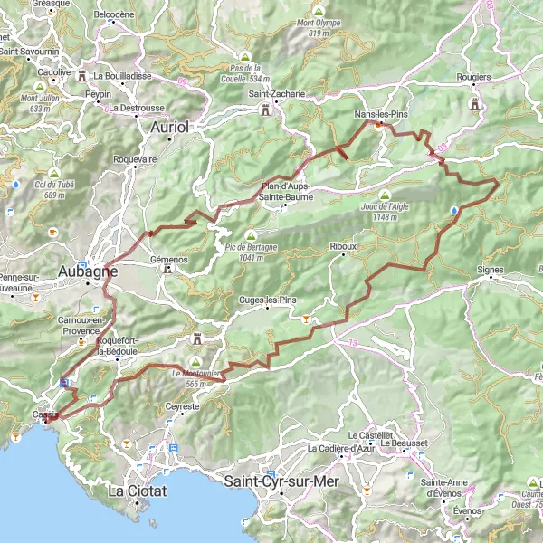Karten-Miniaturansicht der Radinspiration "Abenteuerliche Schottertour mit beeindruckenden Ausblicken" in Provence-Alpes-Côte d’Azur, France. Erstellt vom Tarmacs.app-Routenplaner für Radtouren