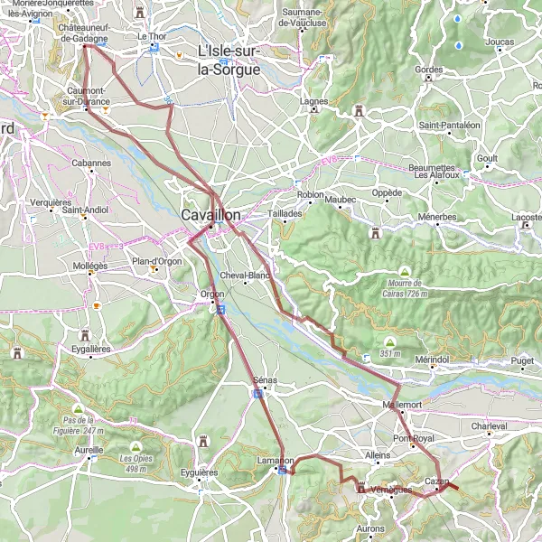 Miniatua del mapa de inspiración ciclista "Ruta de Grava a Les Vignères" en Provence-Alpes-Côte d’Azur, France. Generado por Tarmacs.app planificador de rutas ciclistas