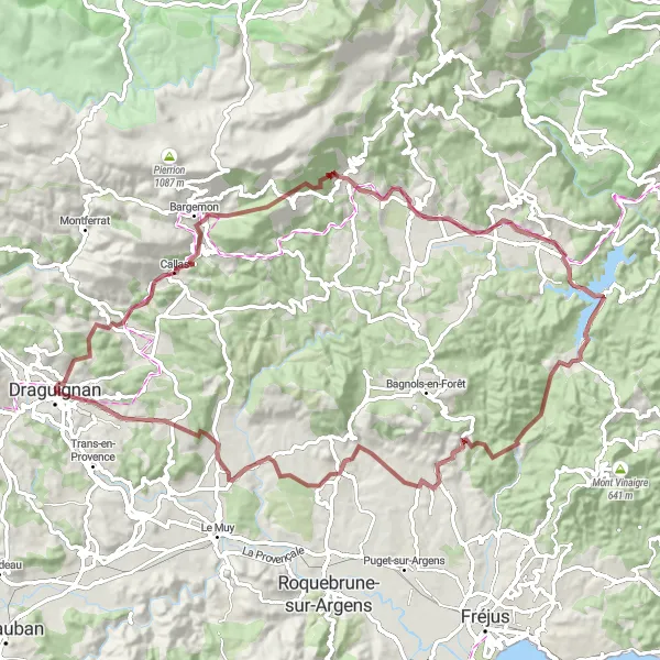 Miniature de la carte de l'inspiration cycliste "La Pigne et Gorges du Blavet" dans la Provence-Alpes-Côte d’Azur, France. Générée par le planificateur d'itinéraire cycliste Tarmacs.app