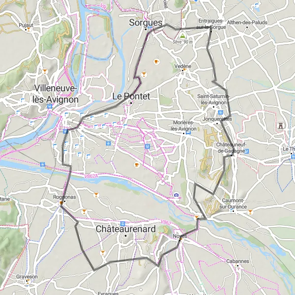 Miniaturní mapa "Kolem historických památek" inspirace pro cyklisty v oblasti Provence-Alpes-Côte d’Azur, France. Vytvořeno pomocí plánovače tras Tarmacs.app