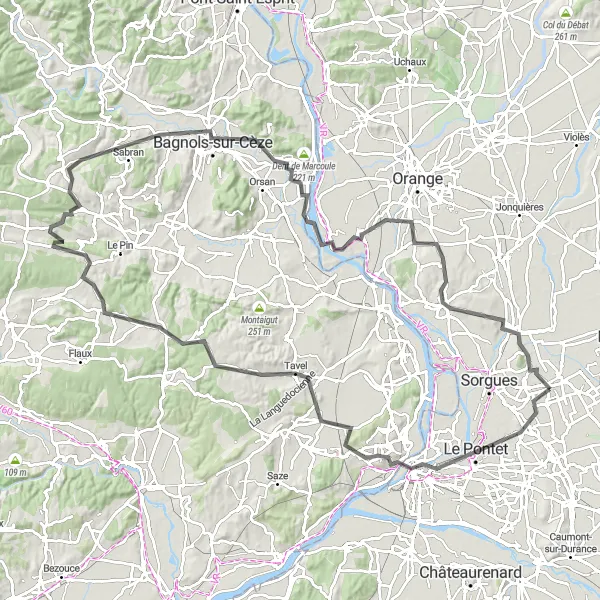 Map miniature of "Challenging Road Cycling Route with Panoramic Views" cycling inspiration in Provence-Alpes-Côte d’Azur, France. Generated by Tarmacs.app cycling route planner