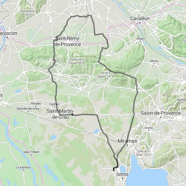 Mapa miniatúra "Výlet do Les Baux-de-Provence" cyklistická inšpirácia v Provence-Alpes-Côte d’Azur, France. Vygenerované cyklistickým plánovačom trás Tarmacs.app