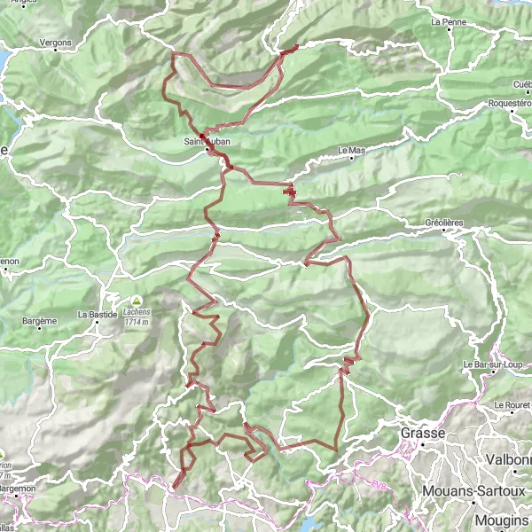 Karten-Miniaturansicht der Radinspiration "Die abenteuerliche Graveltour von Fayence" in Provence-Alpes-Côte d’Azur, France. Erstellt vom Tarmacs.app-Routenplaner für Radtouren