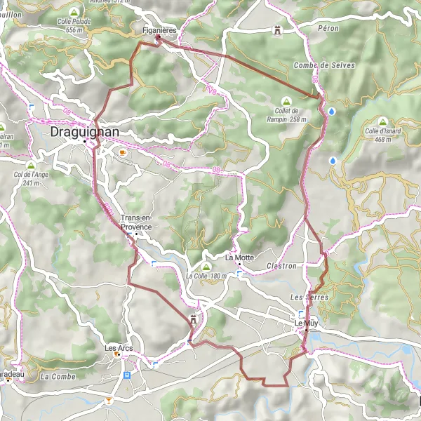 Mapa miniatúra "Gravel Podujatie z Figanières" cyklistická inšpirácia v Provence-Alpes-Côte d’Azur, France. Vygenerované cyklistickým plánovačom trás Tarmacs.app