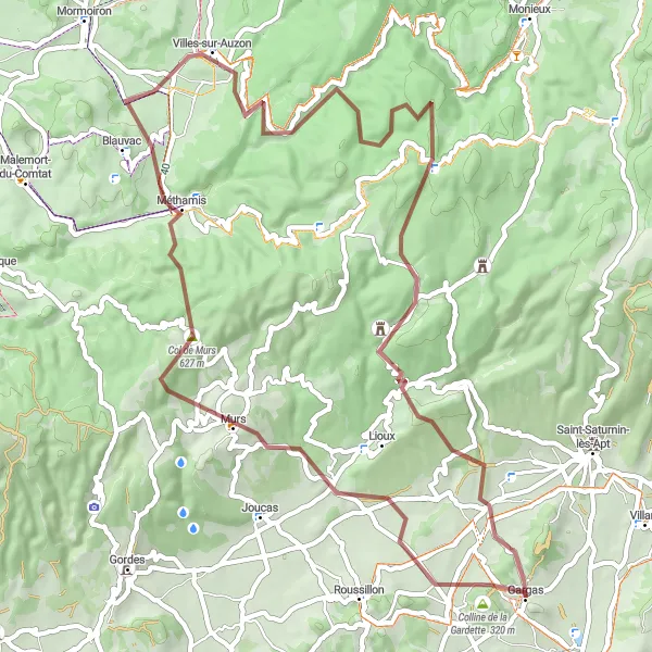 Kartminiatyr av "Upplevelserik grusvägstur i Provence" cykelinspiration i Provence-Alpes-Côte d’Azur, France. Genererad av Tarmacs.app cykelruttplanerare