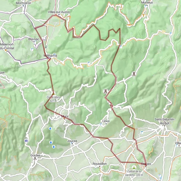 Miniaturekort af cykelinspirationen "Grusvej cykling til Colline de la Gardette" i Provence-Alpes-Côte d’Azur, France. Genereret af Tarmacs.app cykelruteplanlægger