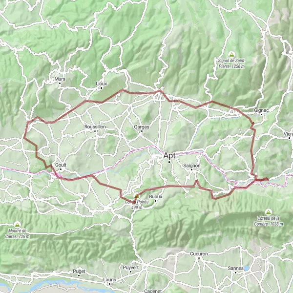 Miniature de la carte de l'inspiration cycliste "Exploration nature en Luberon" dans la Provence-Alpes-Côte d’Azur, France. Générée par le planificateur d'itinéraire cycliste Tarmacs.app