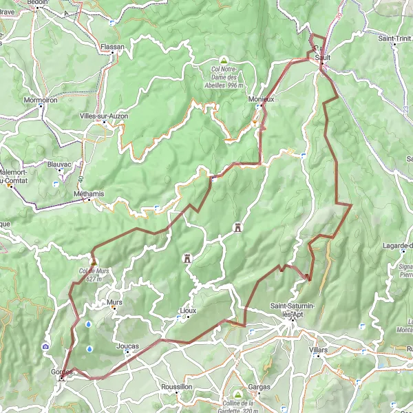 Miniature de la carte de l'inspiration cycliste "Les panoramas du Luberon" dans la Provence-Alpes-Côte d’Azur, France. Générée par le planificateur d'itinéraire cycliste Tarmacs.app