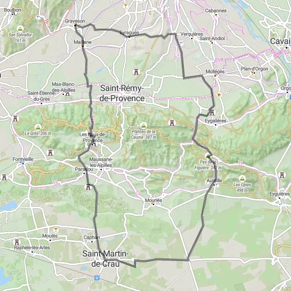 Karten-Miniaturansicht der Radinspiration "Durch die schöne Landschaft der Provence" in Provence-Alpes-Côte d’Azur, France. Erstellt vom Tarmacs.app-Routenplaner für Radtouren