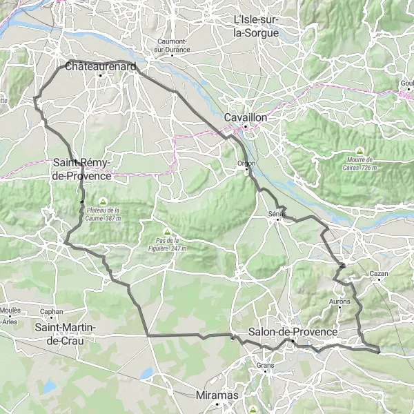 Miniatura mapy "Trasa road Château de l'Empéri" - trasy rowerowej w Provence-Alpes-Côte d’Azur, France. Wygenerowane przez planer tras rowerowych Tarmacs.app