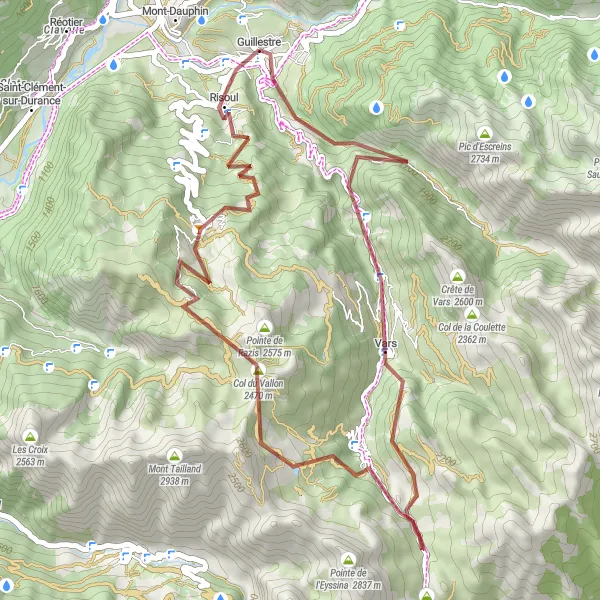 Kartminiatyr av "Grusväg till Col de Valbelle" cykelinspiration i Provence-Alpes-Côte d’Azur, France. Genererad av Tarmacs.app cykelruttplanerare