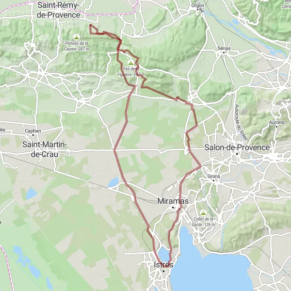 Map miniature of "Gravel Adventure" cycling inspiration in Provence-Alpes-Côte d’Azur, France. Generated by Tarmacs.app cycling route planner