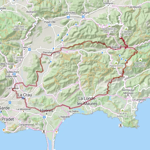 Kartminiatyr av "Grusvei eventyr i Provence-Alpes-Côte d'Azur" sykkelinspirasjon i Provence-Alpes-Côte d’Azur, France. Generert av Tarmacs.app sykkelrutoplanlegger