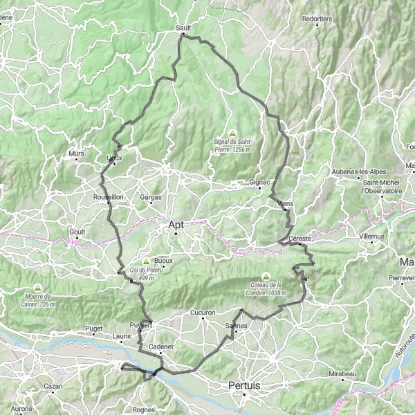 Miniatuurkaart van de fietsinspiratie "Fietstocht door de Provence" in Provence-Alpes-Côte d’Azur, France. Gemaakt door de Tarmacs.app fietsrouteplanner