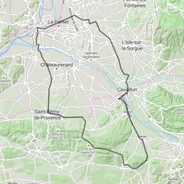 Miniatura mapy "Trasa do Popes' Palace" - trasy rowerowej w Provence-Alpes-Côte d’Azur, France. Wygenerowane przez planer tras rowerowych Tarmacs.app