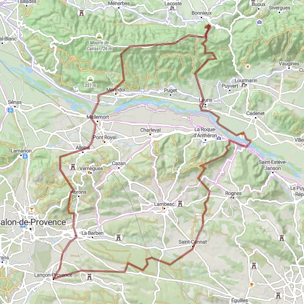 Map miniature of "Exploring the Hidden Gems of Provence" cycling inspiration in Provence-Alpes-Côte d’Azur, France. Generated by Tarmacs.app cycling route planner