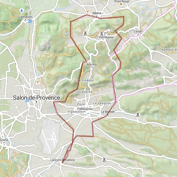 Map miniature of "A Glimpse of Provence's Countryside" cycling inspiration in Provence-Alpes-Côte d’Azur, France. Generated by Tarmacs.app cycling route planner