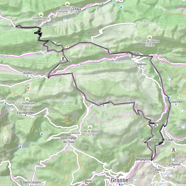 Miniatuurkaart van de fietsinspiratie "Historische dorpen en natuurpracht" in Provence-Alpes-Côte d’Azur, France. Gemaakt door de Tarmacs.app fietsrouteplanner