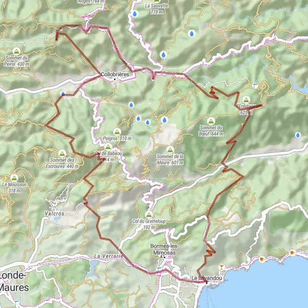 Karten-Miniaturansicht der Radinspiration "Gravelabenteuer um Col de Babaou und l'Ermitage" in Provence-Alpes-Côte d’Azur, France. Erstellt vom Tarmacs.app-Routenplaner für Radtouren