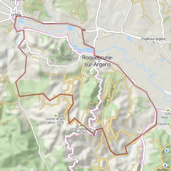 Mapa miniatúra "Exploratory gravel route through Les Allons and Col de Valdingarde" cyklistická inšpirácia v Provence-Alpes-Côte d’Azur, France. Vygenerované cyklistickým plánovačom trás Tarmacs.app