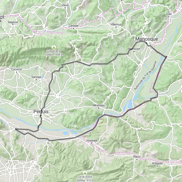 Map miniature of "Le Puy-Sainte-Réparade Loop" cycling inspiration in Provence-Alpes-Côte d’Azur, France. Generated by Tarmacs.app cycling route planner