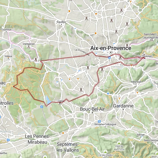 Miniaturekort af cykelinspirationen "Historiske Seværdigheder Rundtur" i Provence-Alpes-Côte d’Azur, France. Genereret af Tarmacs.app cykelruteplanlægger