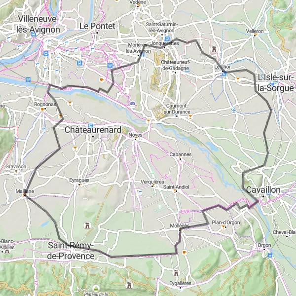 Miniatuurkaart van de fietsinspiratie "Tocht door Saint-Rémy-de-Provence en La Durance" in Provence-Alpes-Côte d’Azur, France. Gemaakt door de Tarmacs.app fietsrouteplanner