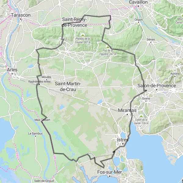 Karten-Miniaturansicht der Radinspiration "138 km lange Rundfahrt durch die Provence" in Provence-Alpes-Côte d’Azur, France. Erstellt vom Tarmacs.app-Routenplaner für Radtouren