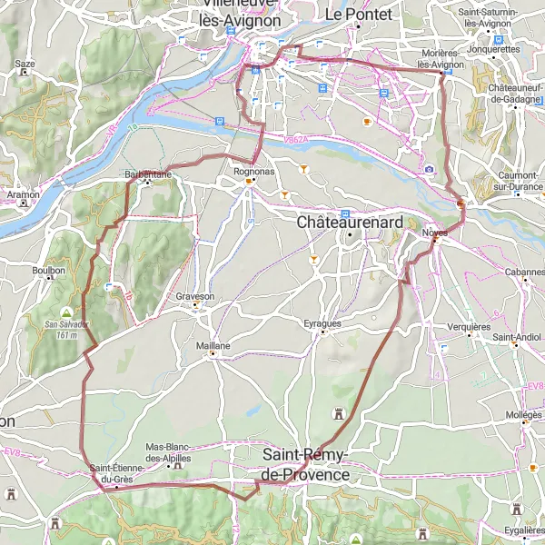 Map miniature of "Fabulous Landscapes and Chateaux" cycling inspiration in Provence-Alpes-Côte d’Azur, France. Generated by Tarmacs.app cycling route planner