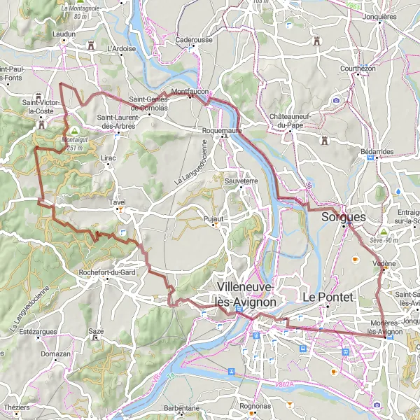 Map miniature of "Gravel Challenge" cycling inspiration in Provence-Alpes-Côte d’Azur, France. Generated by Tarmacs.app cycling route planner