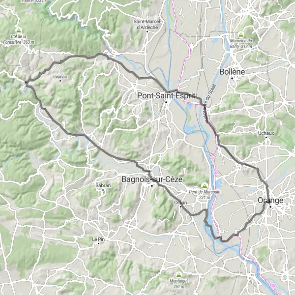 Map miniature of "Charming Villages and Stunning Views" cycling inspiration in Provence-Alpes-Côte d’Azur, France. Generated by Tarmacs.app cycling route planner