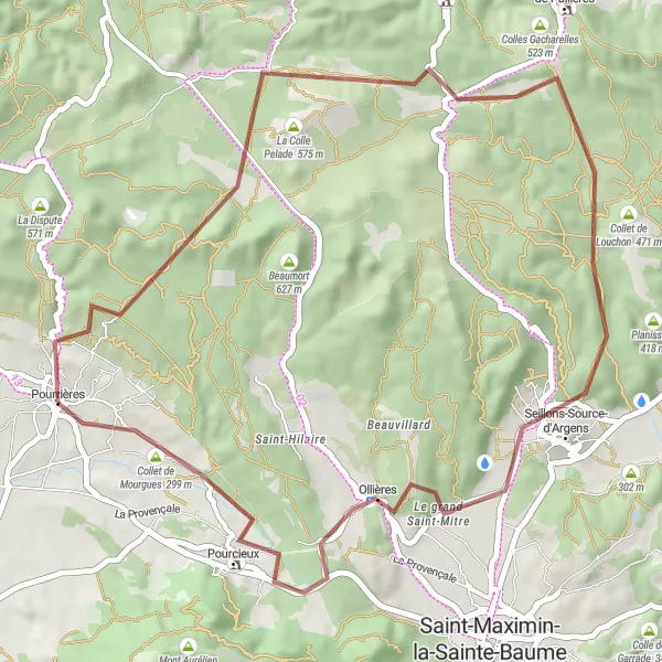 Miniature de la carte de l'inspiration cycliste "Tour des Collets" dans la Provence-Alpes-Côte d’Azur, France. Générée par le planificateur d'itinéraire cycliste Tarmacs.app