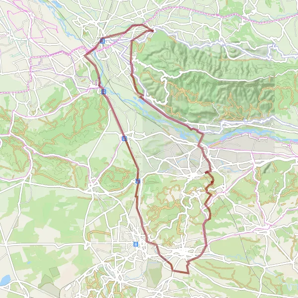 Zemljevid v pomanjšavi "Gravel pot do Orgona" kolesarske inspiracije v Provence-Alpes-Côte d’Azur, France. Generirano z načrtovalcem kolesarskih poti Tarmacs.app