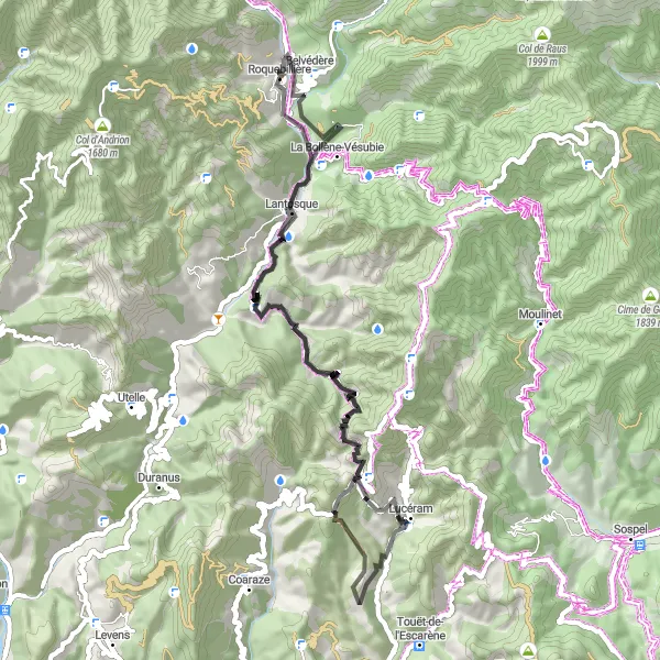 Miniatua del mapa de inspiración ciclista "Ruta de los Colores de la Provenza" en Provence-Alpes-Côte d’Azur, France. Generado por Tarmacs.app planificador de rutas ciclistas