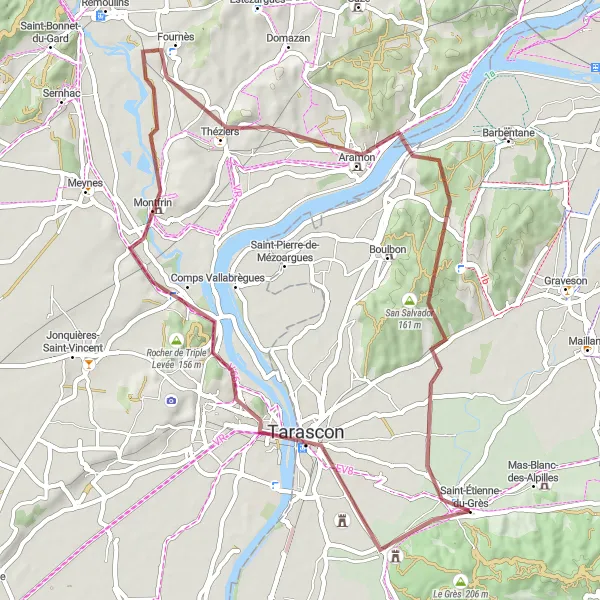 Miniatuurkaart van de fietsinspiratie "Ontdek de charme van de omgeving van Saint-Étienne-du-Grès" in Provence-Alpes-Côte d’Azur, France. Gemaakt door de Tarmacs.app fietsrouteplanner