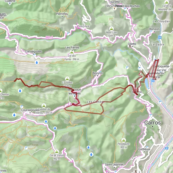 Map miniature of "Gravel Adventure Exploring the Countryside" cycling inspiration in Provence-Alpes-Côte d’Azur, France. Generated by Tarmacs.app cycling route planner