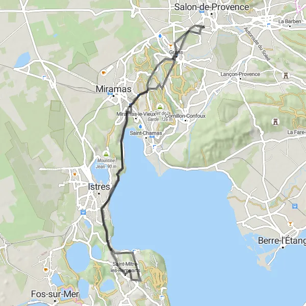 Map miniature of "Grans Loop" cycling inspiration in Provence-Alpes-Côte d’Azur, France. Generated by Tarmacs.app cycling route planner